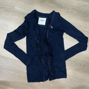 Abercrombie & Fitch Dark Blue Cardigan with Ruffle Accent